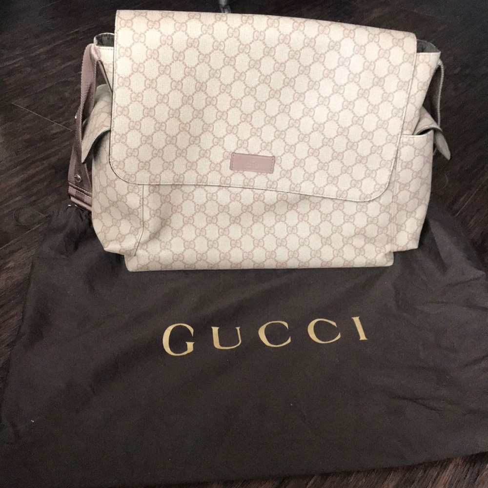 Gucci Pink Print Baby Diaper Bag